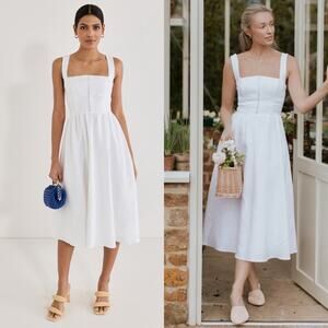 Reformation Tagliatelle Linen Dress White